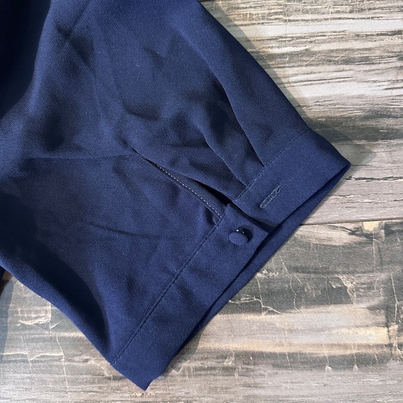 Böhme‎ Navy Wrap Dress Size Large Pockets  Midi Belted Classic Chic Style - Picture 11 of 12